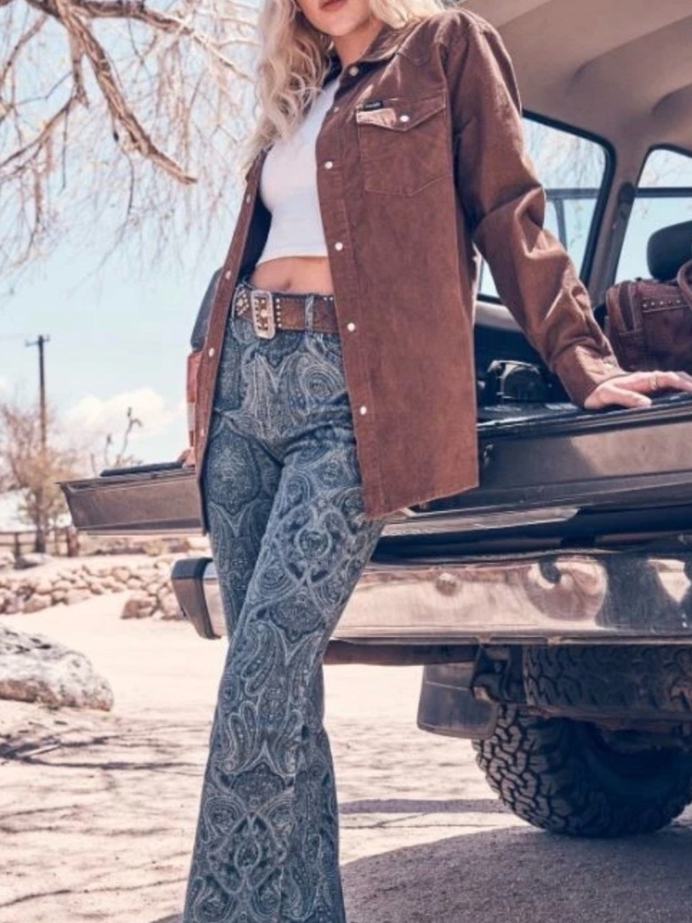 Wrangler High Rise Fierce Flare Jeans Paisley Women's 18x34 New - Picture 3 of 5